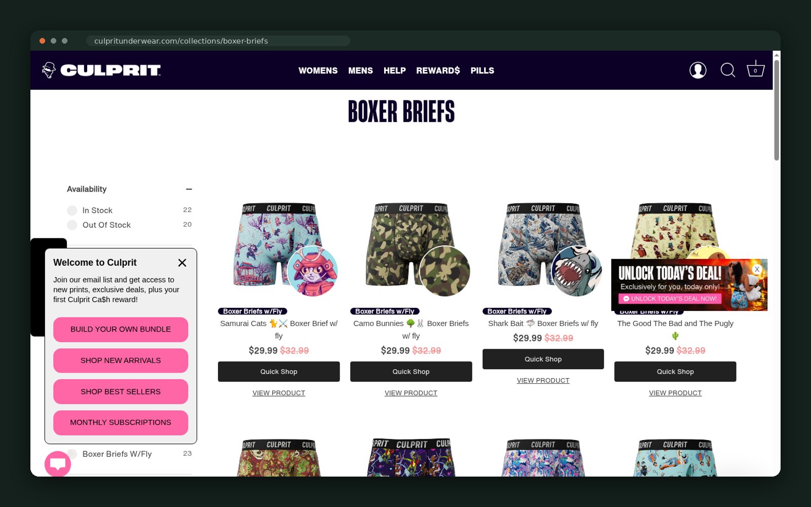 Boxer briefs grid with print merchandising