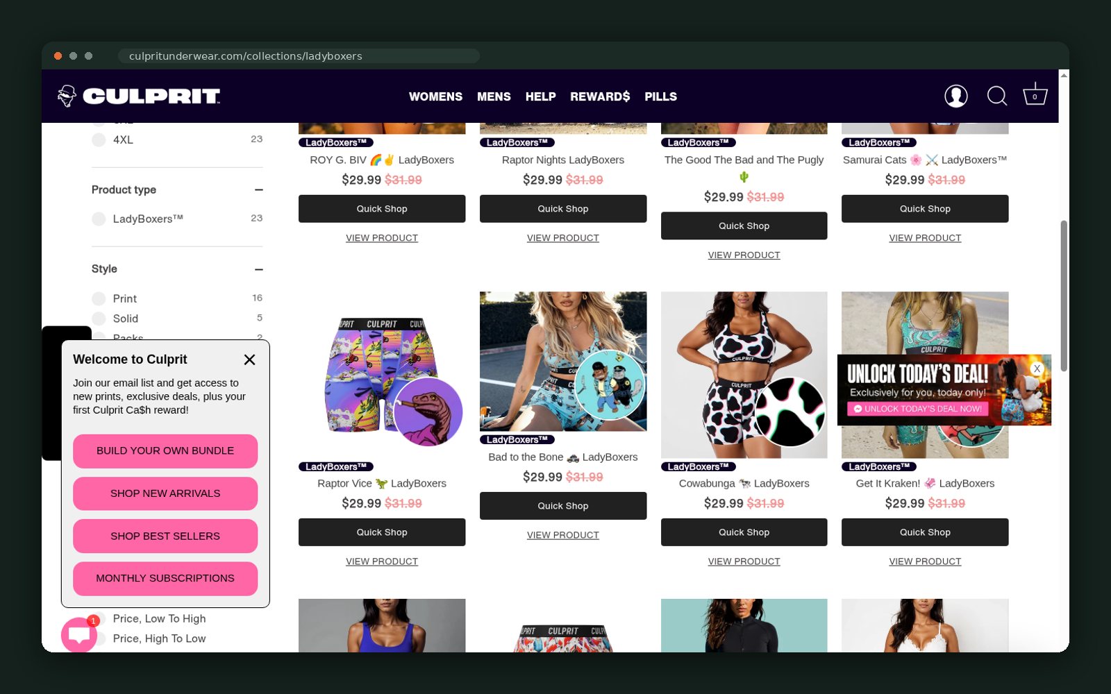 Quick-shop tiles with bundle pricing