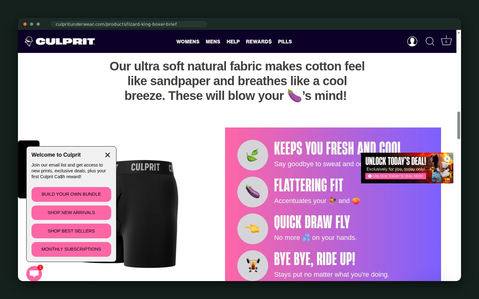 Fabric benefit module on the product page