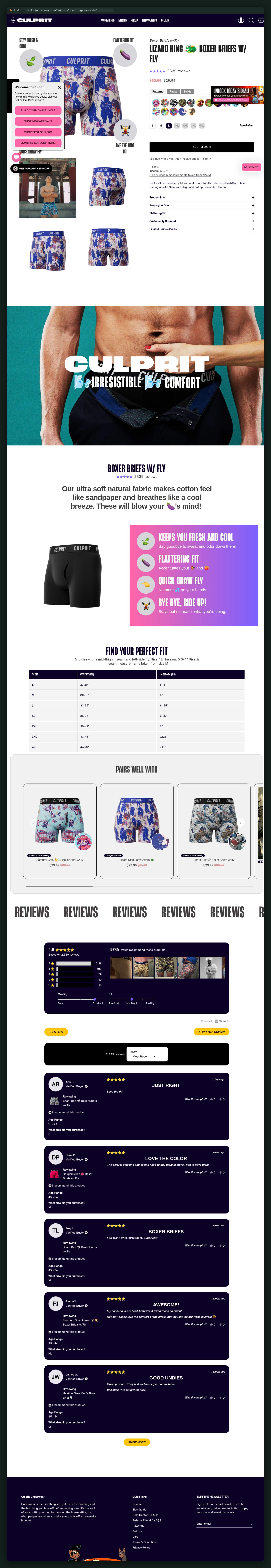 Culprit Underwear website — screen 2