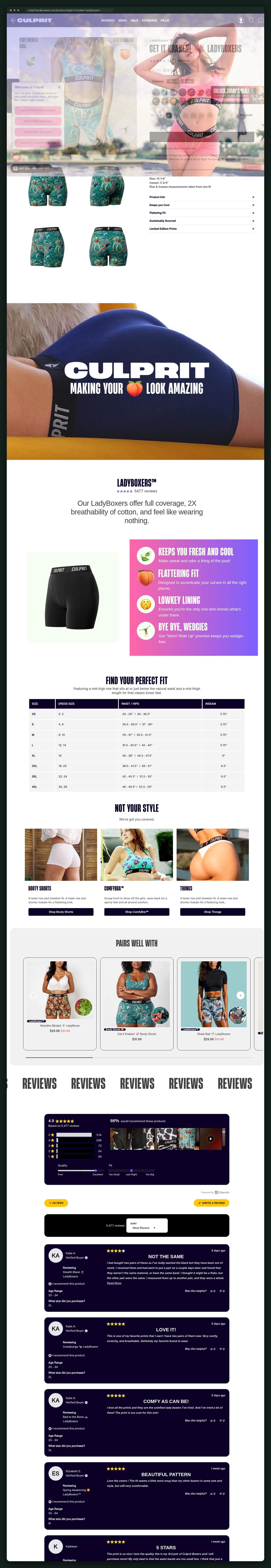 Culprit Underwear website — screen 5