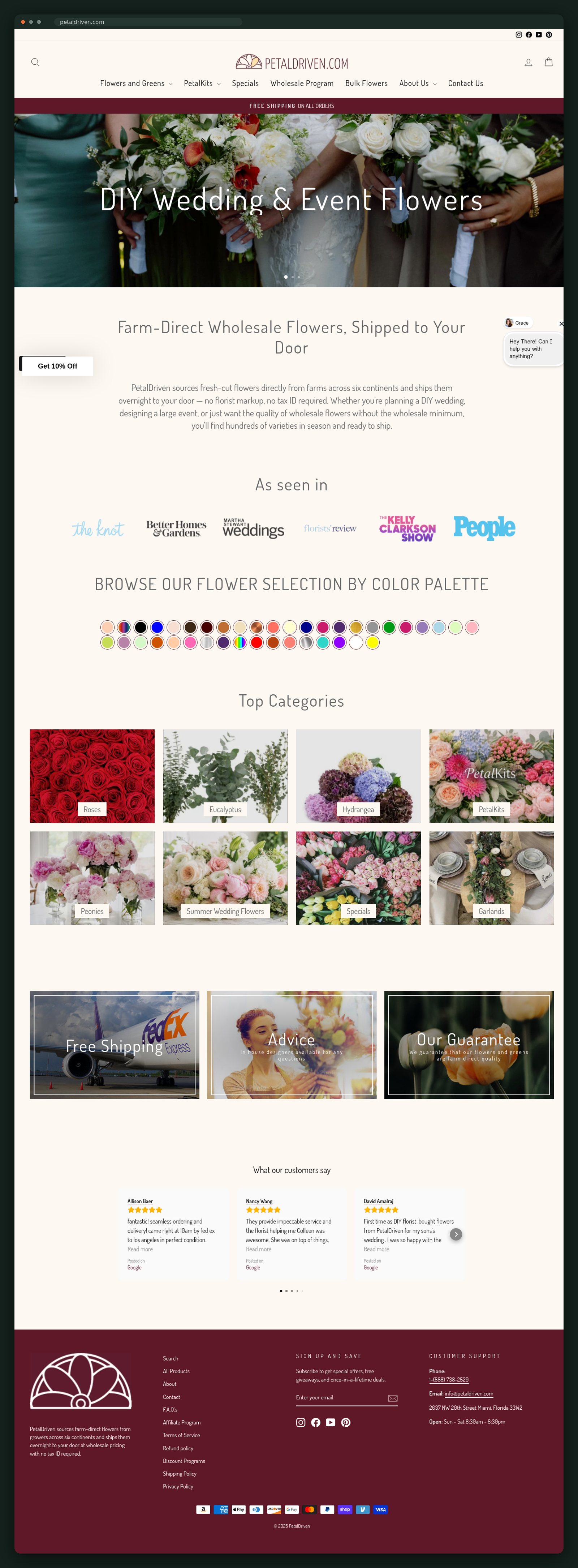 PetalDriven.com website homepage