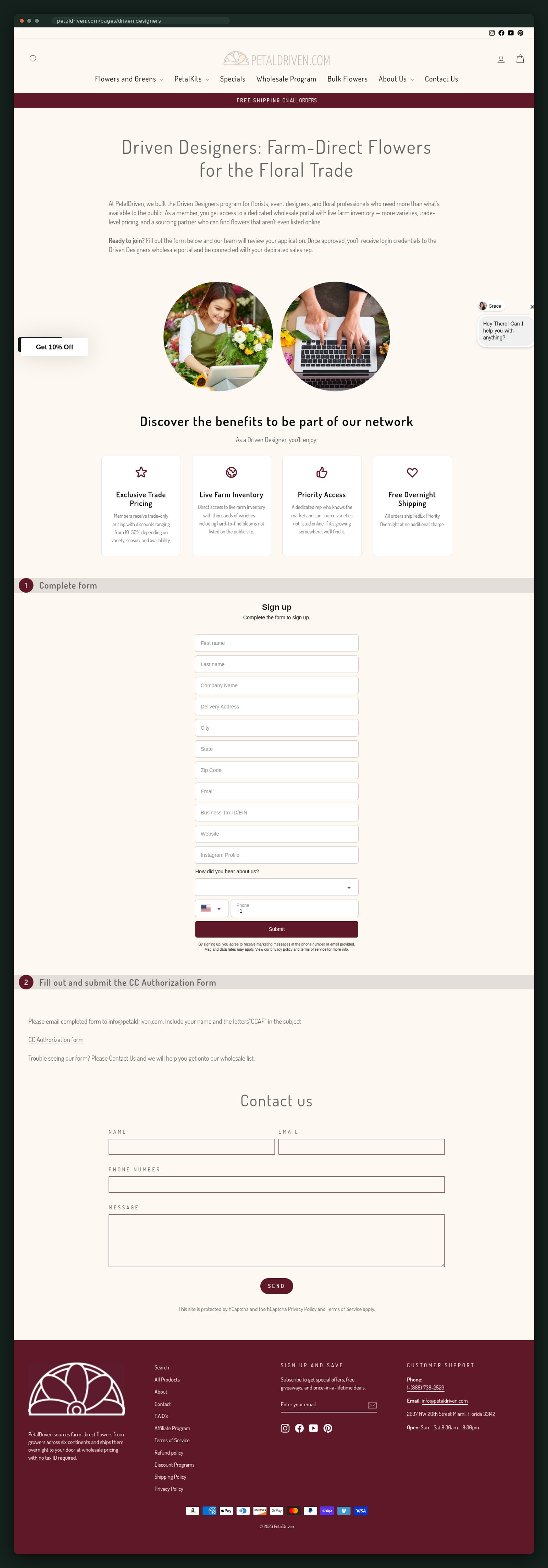 PetalDriven.com website — screen 3