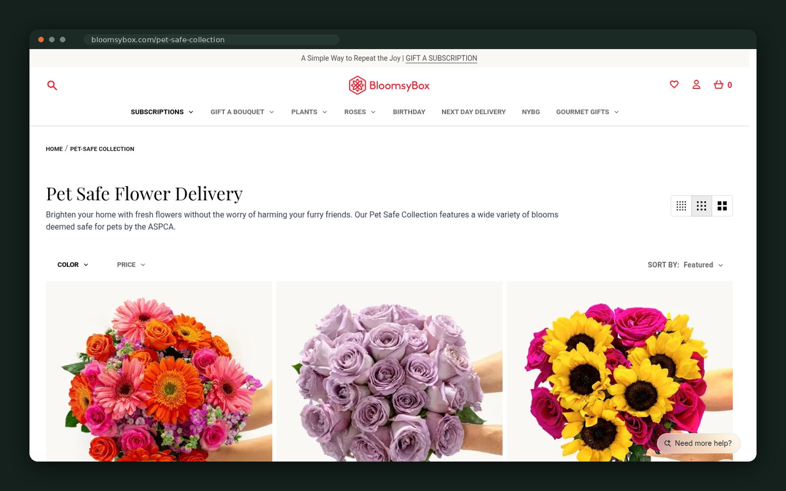 Pet-safe flower collection, ASPCA-informed