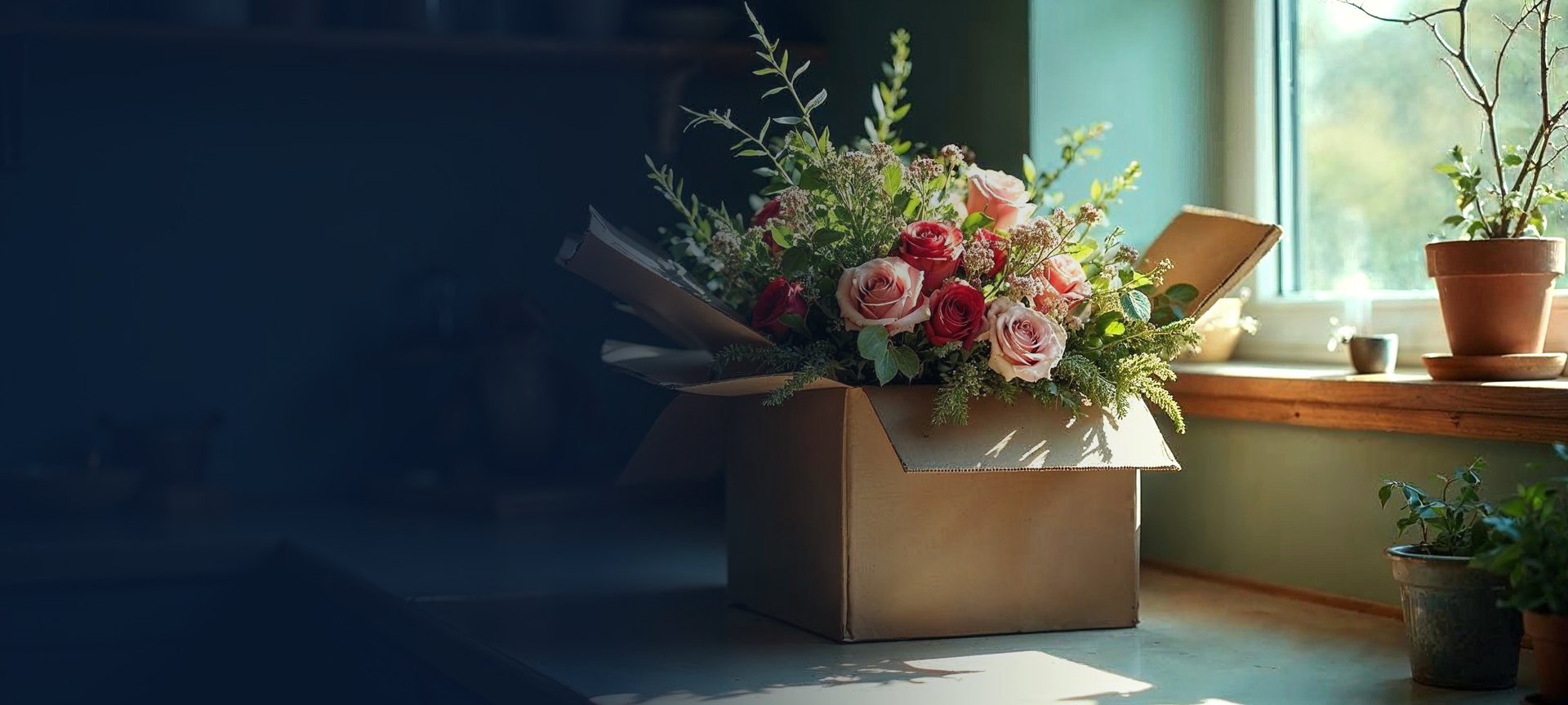 Art-directed flower gifting scene representing BloomsyBox's industry