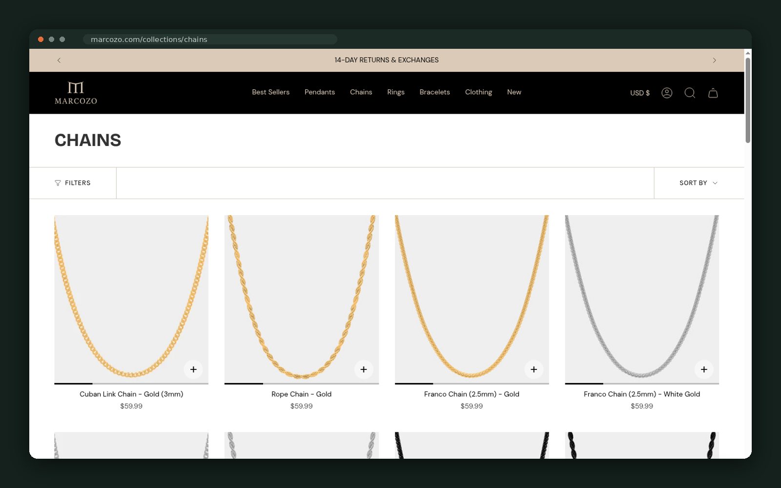 Chains collection with filter and sort