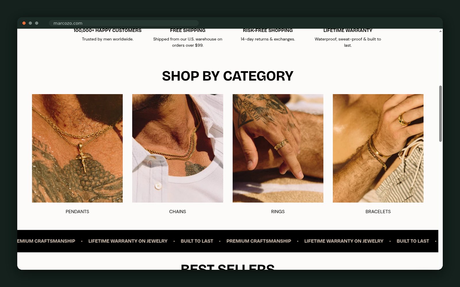Shop by category with lifestyle photography