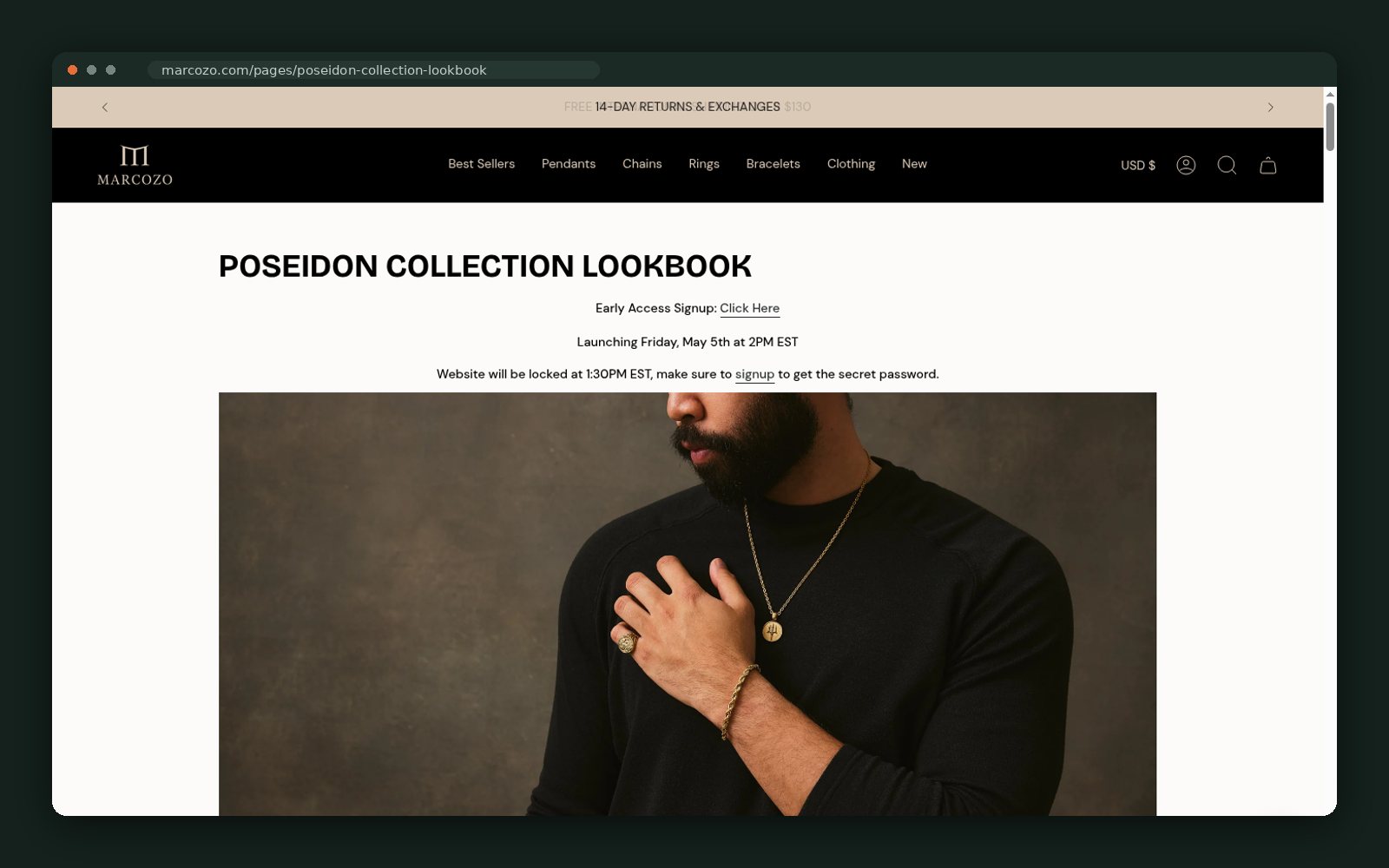 Poseidon collection lookbook — launch page