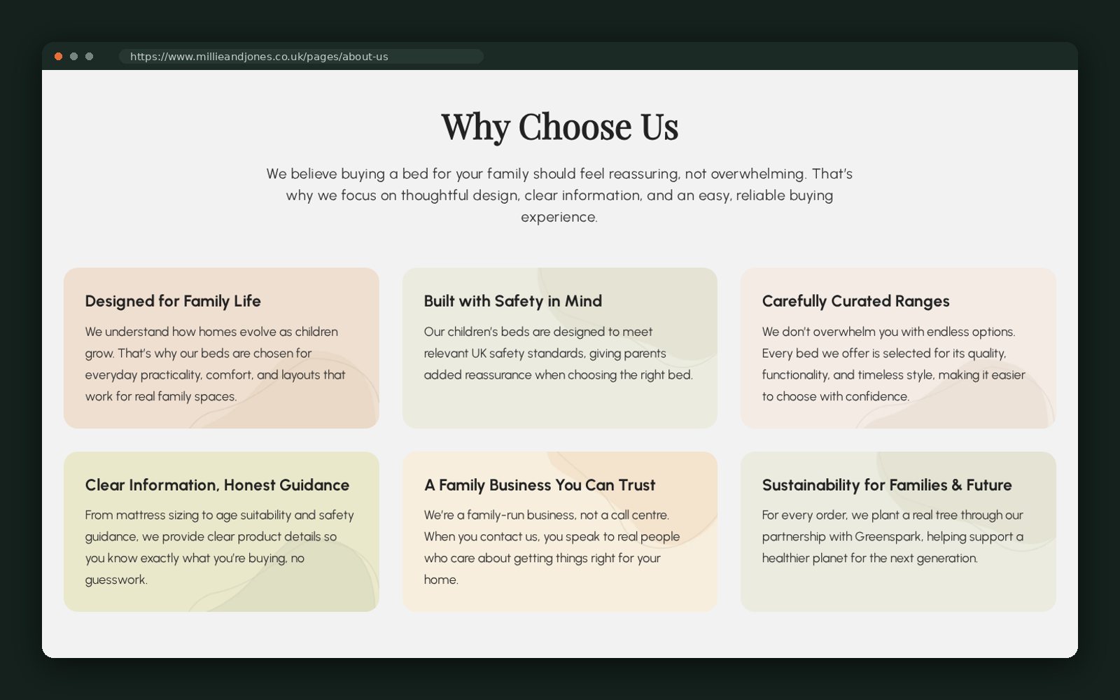 'Why Choose Us' reassurance grid