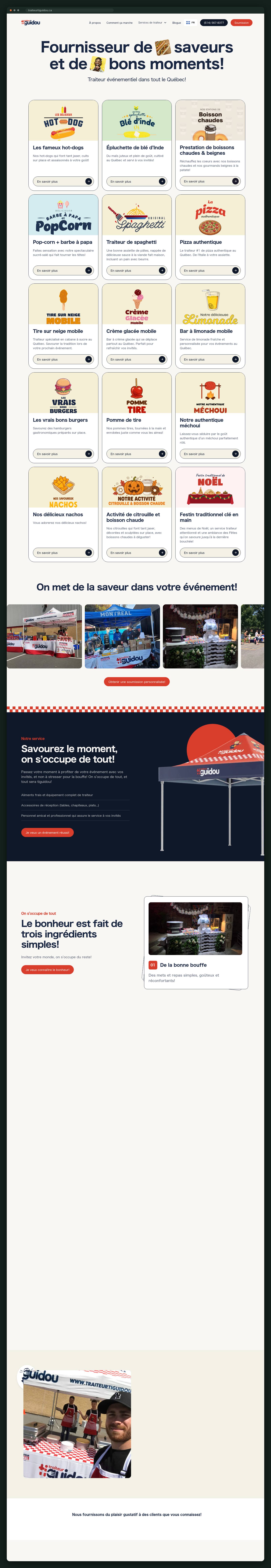 Traiteur Tiguidou website homepage