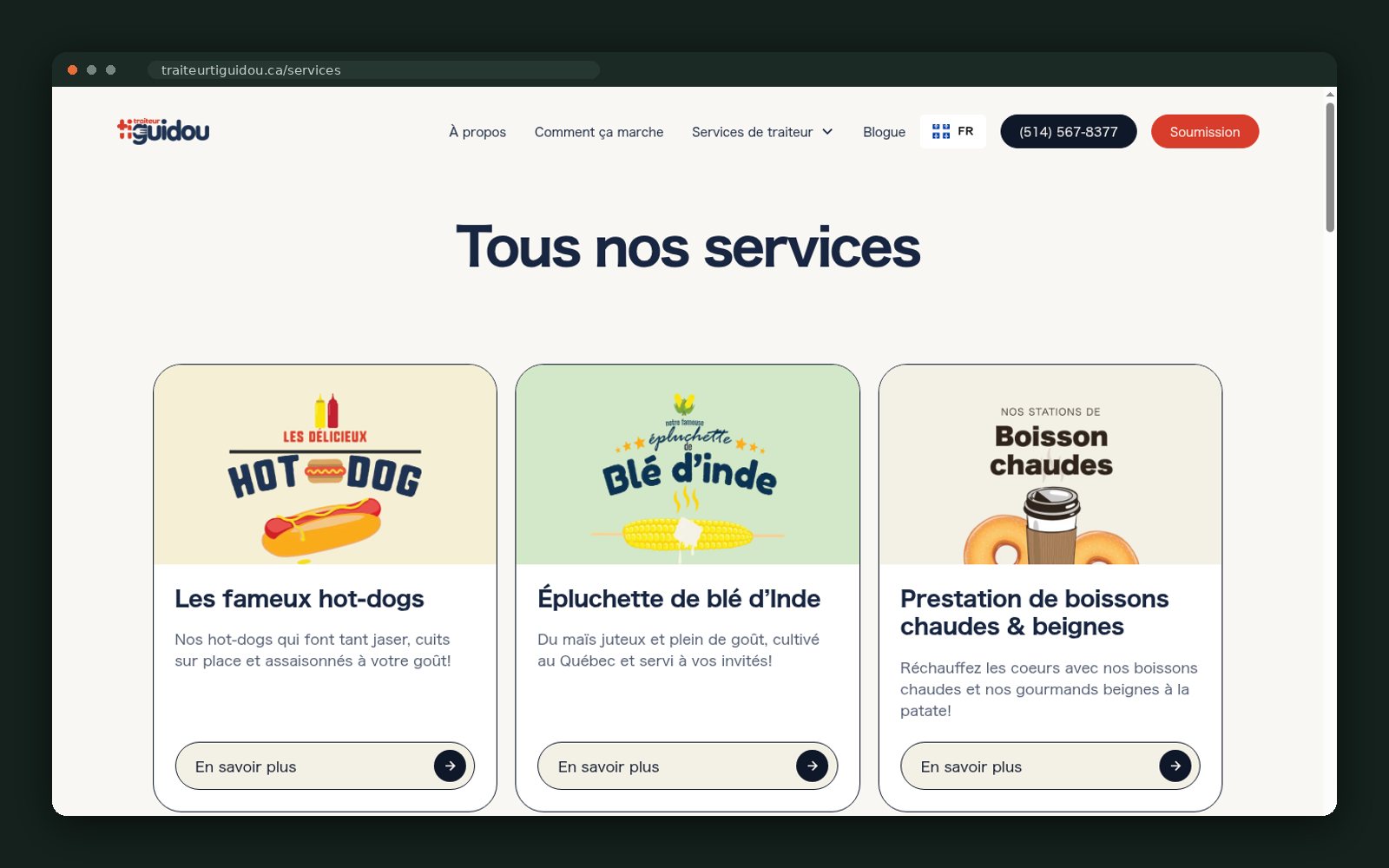 Services index — twelve mobile catering concepts