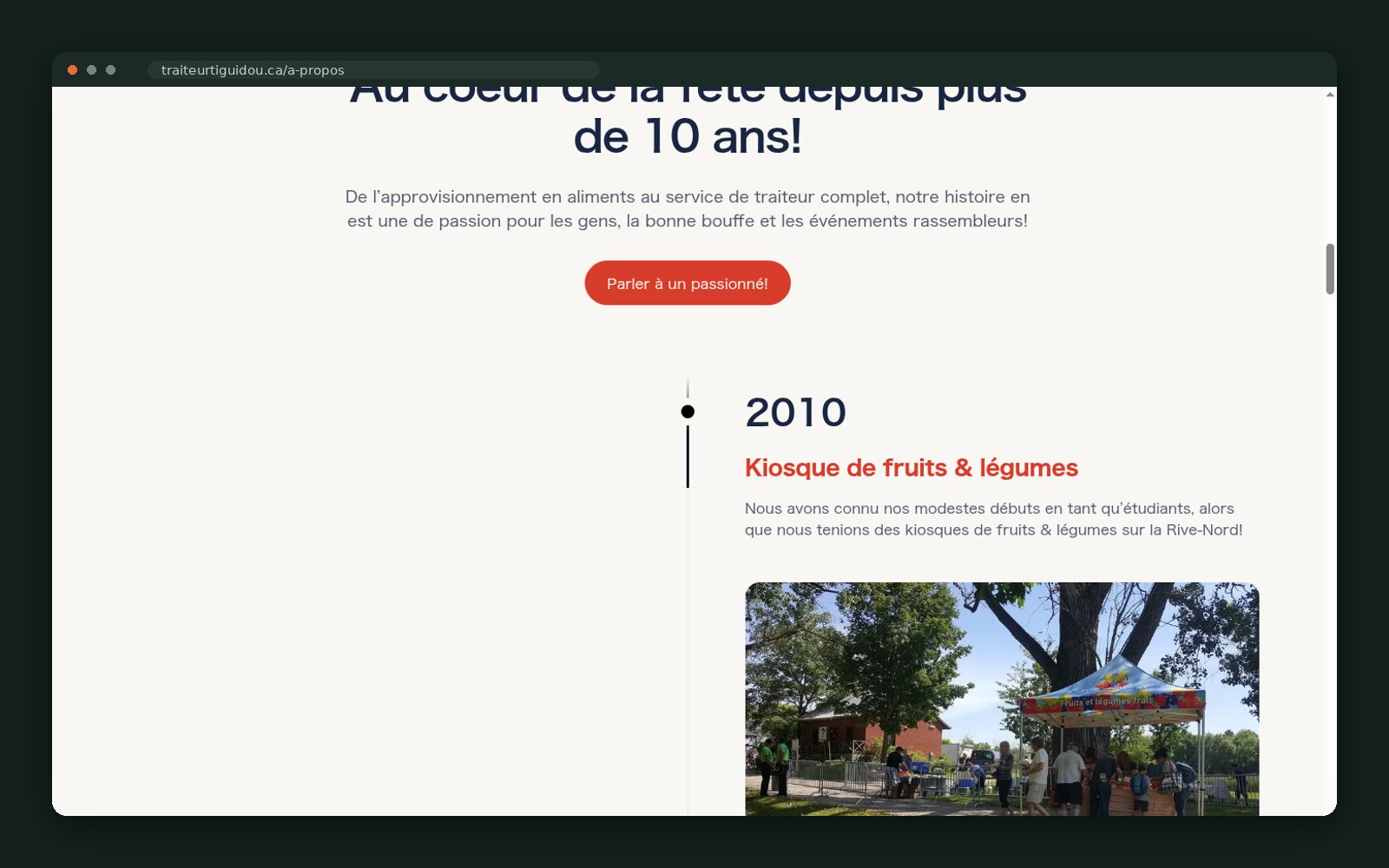 Company timeline: from produce stand to 200+ events a year