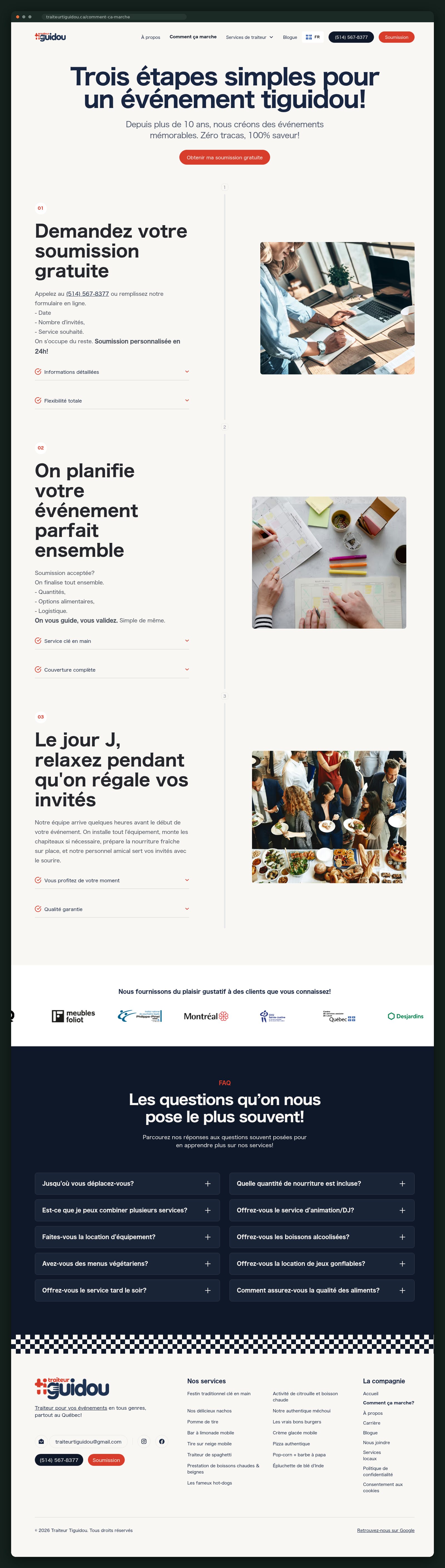 Traiteur Tiguidou website — screen 4
