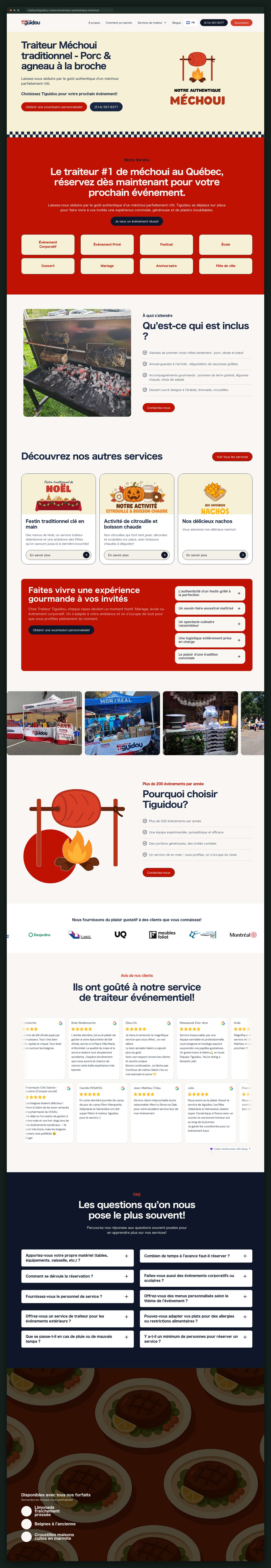 Traditional méchoui service page, full scroll