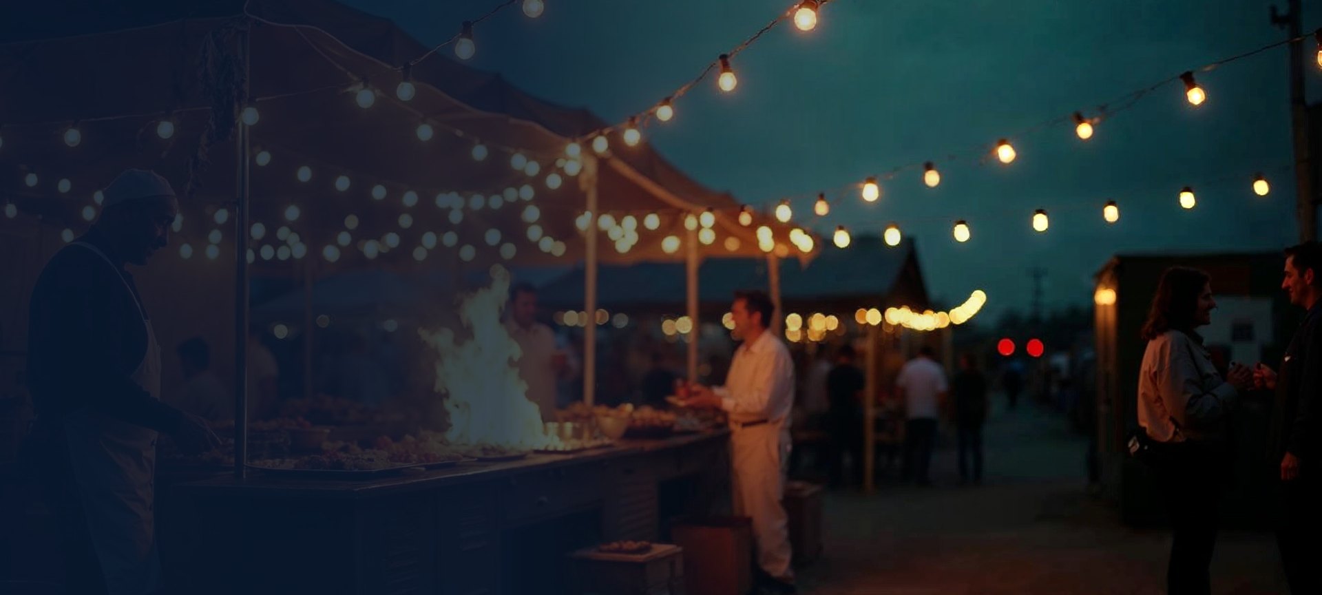 Art-directed event catering scene representing Traiteur Tiguidou's industry