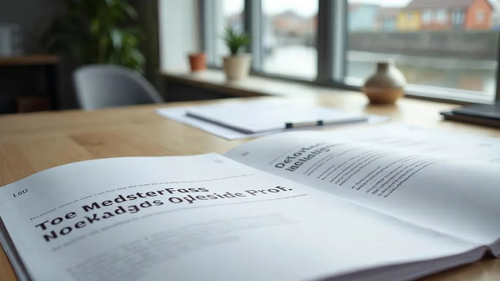 Editorial photograph of printed brand messaging documents and proof pages on a pale oak table in a Welsh waterfront agency office