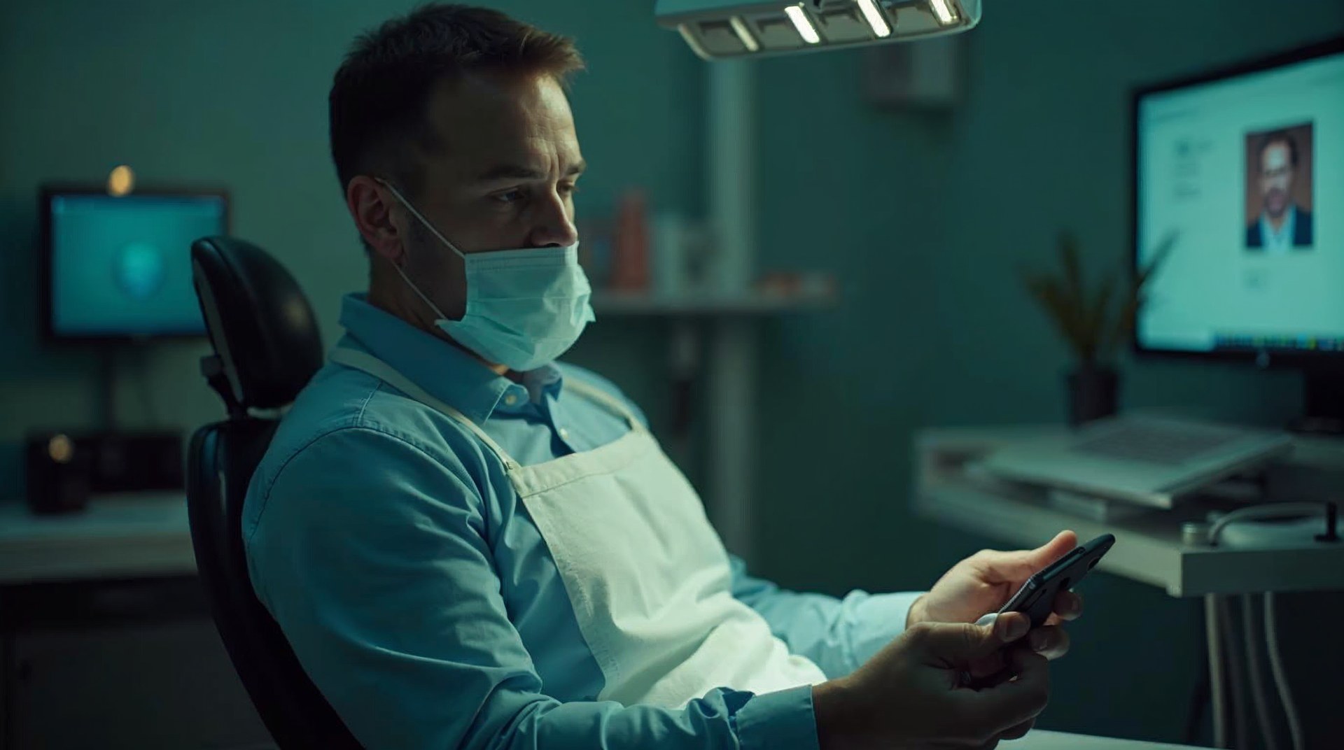 Filmed between patients, not in a rented studio
