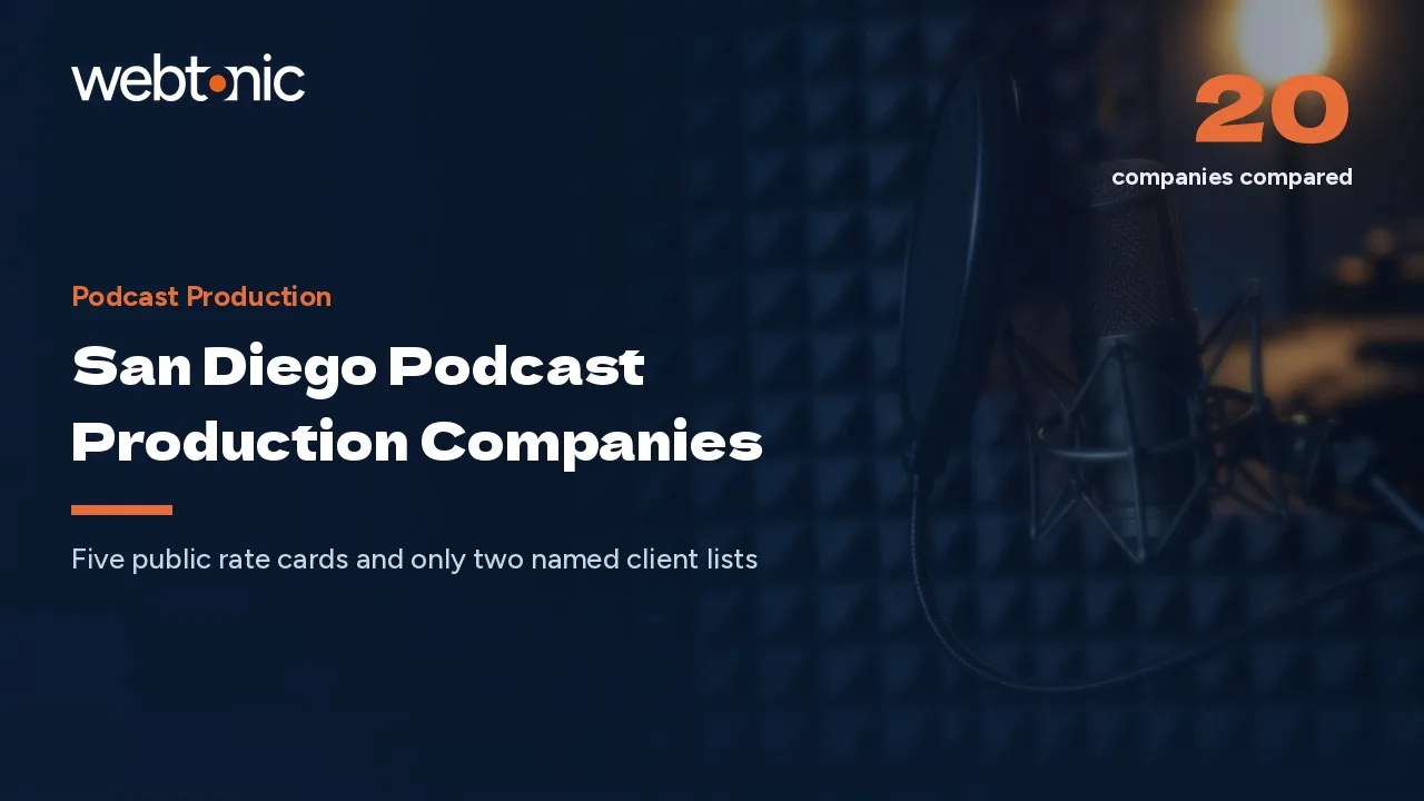 Rate Cards, North County Rooms and Real Credits: San Diego Podcast Production Companies in 2026 — Web Tonic blog thumbnail