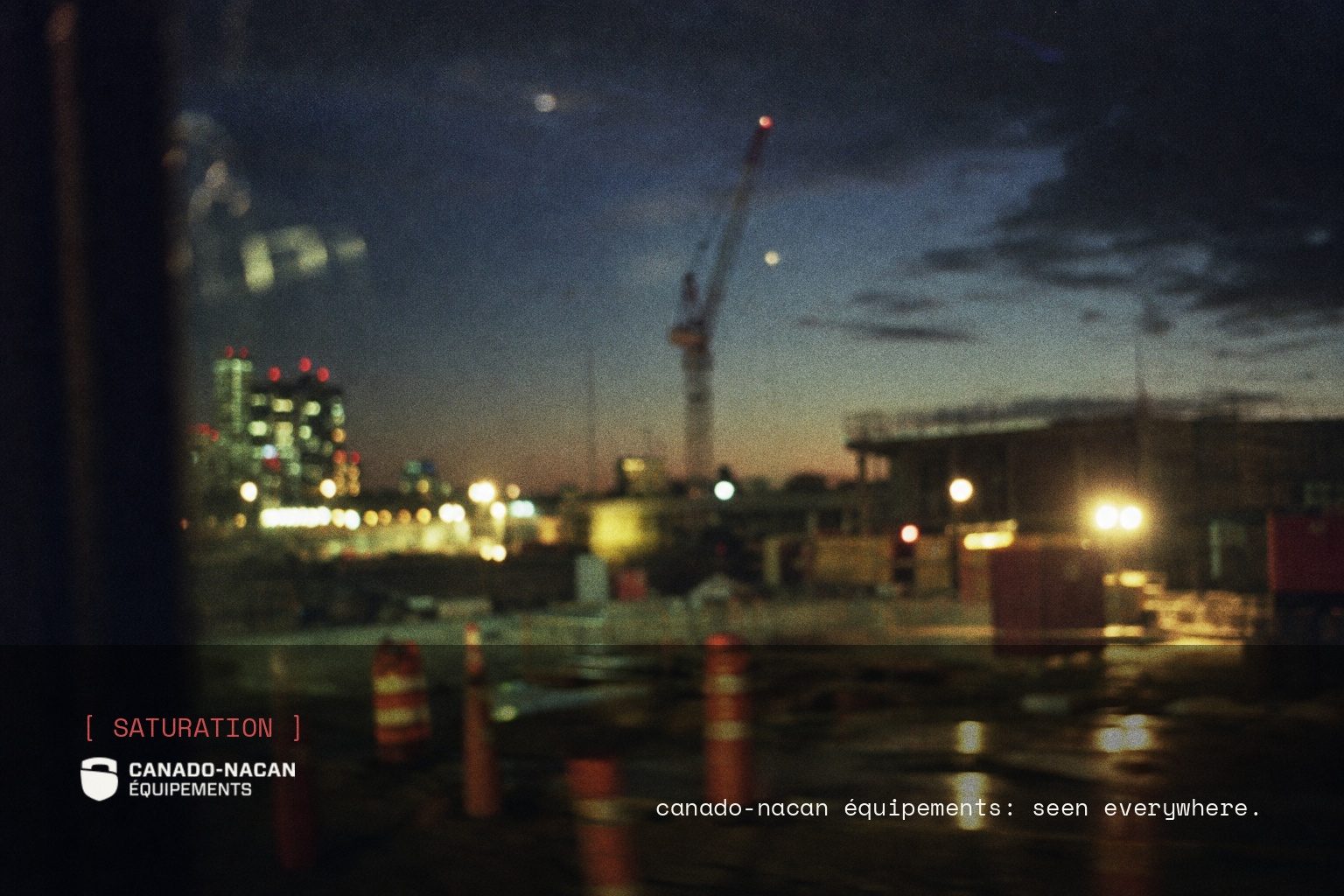 Canado-Nacan Équipements brand campaign image, night scene shot on film