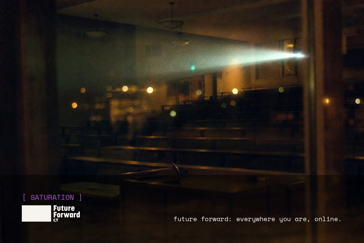Future Forward brand campaign image, night scene shot on film