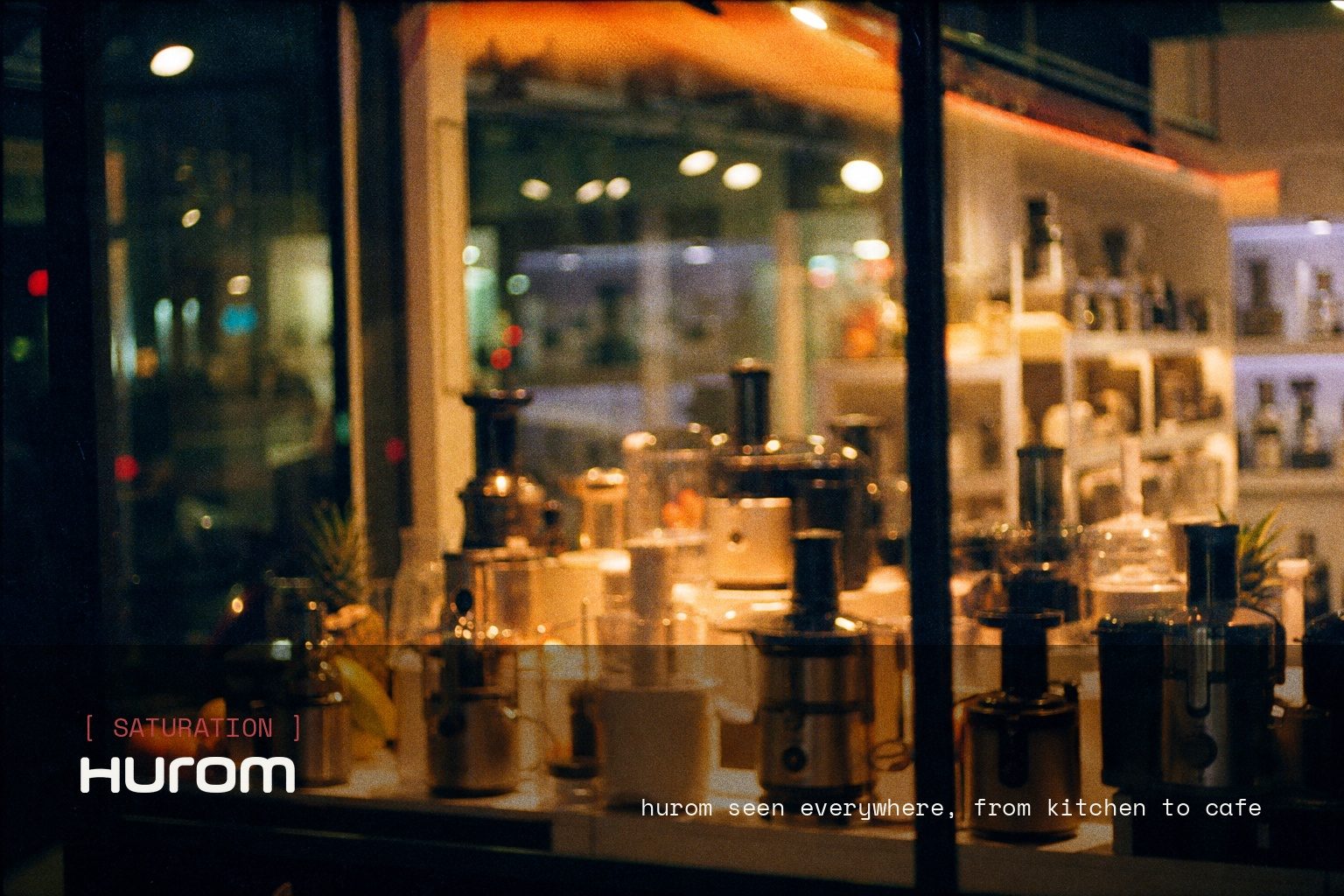 HUROM brand campaign image, night scene shot on film