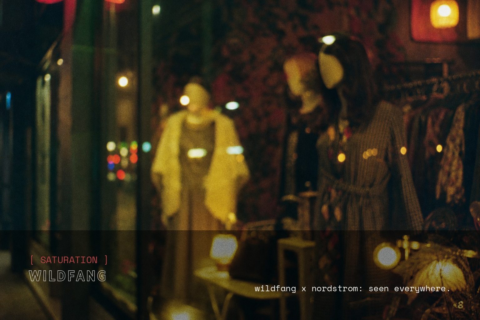 Nordstrom / Wildfang brand campaign image, night scene shot on film