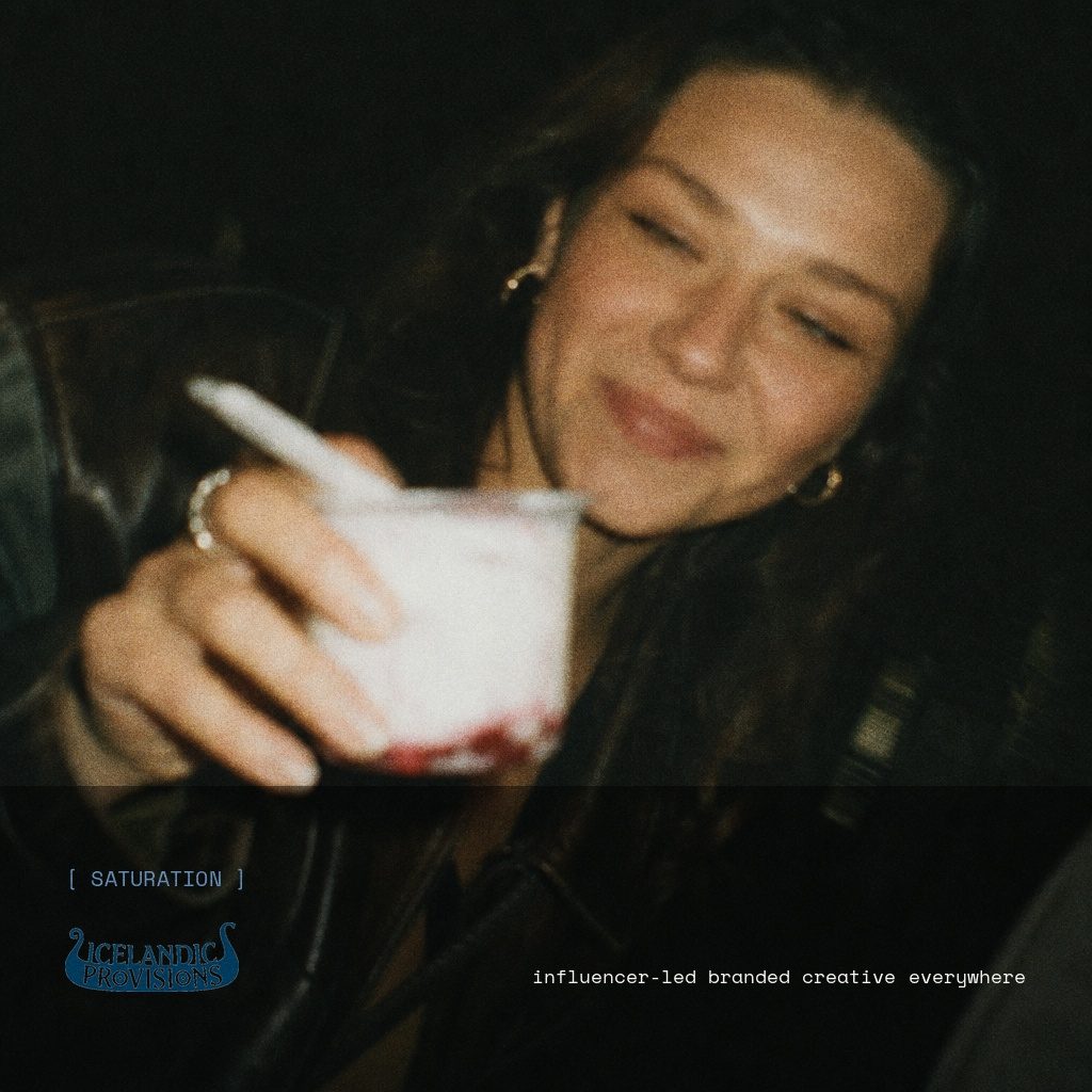 Icelandic Provisions brand campaign image, night scene shot on film