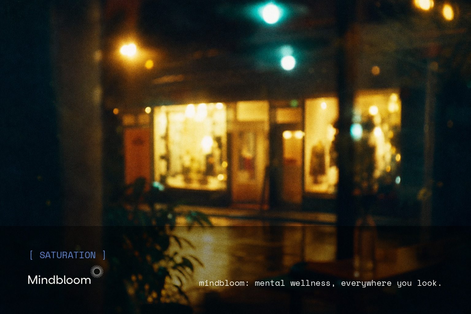 Mindbloom brand campaign image, night scene shot on film