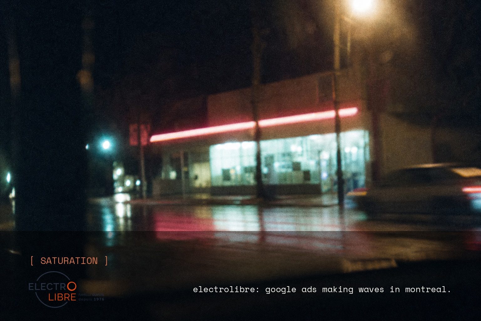 Electrolibre brand campaign image, night scene shot on film