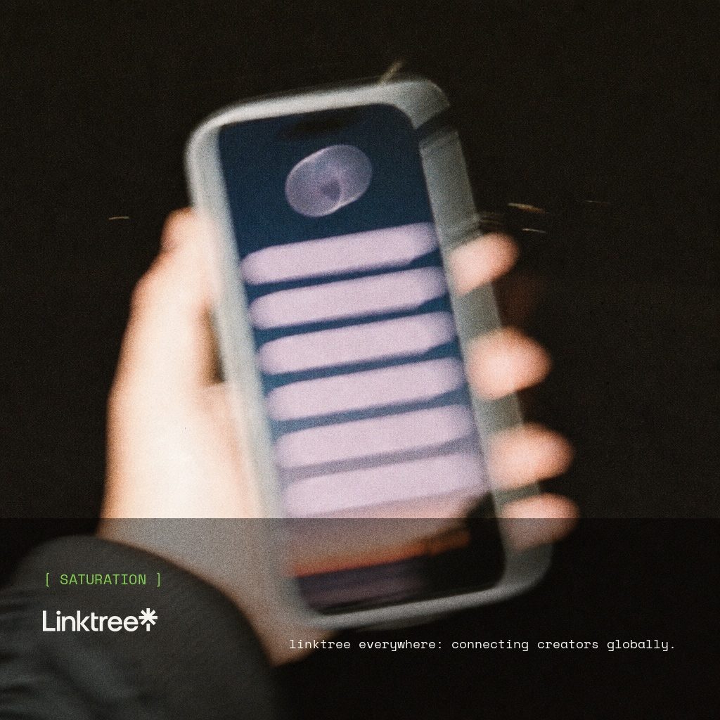 Linktree brand campaign image, night scene shot on film
