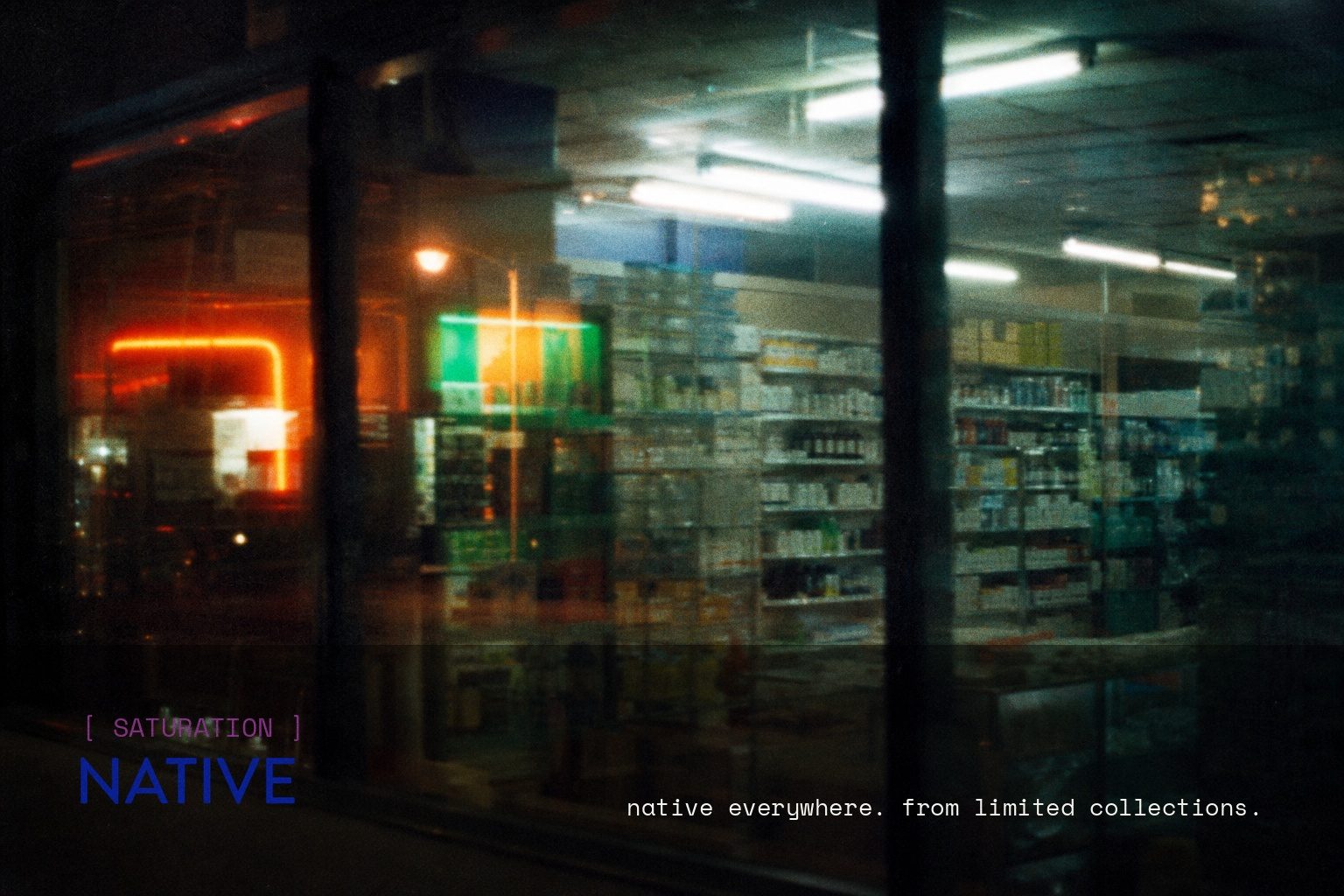 NATIVE brand campaign image, night scene shot on film