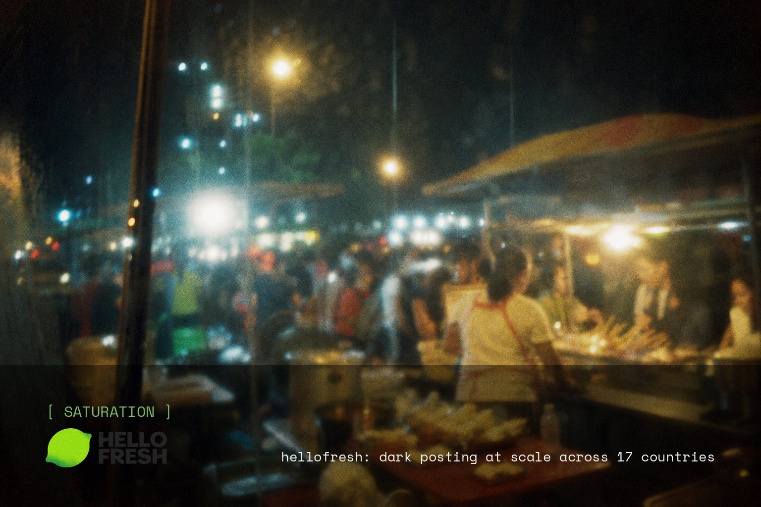 HelloFresh brand campaign image, night scene shot on film