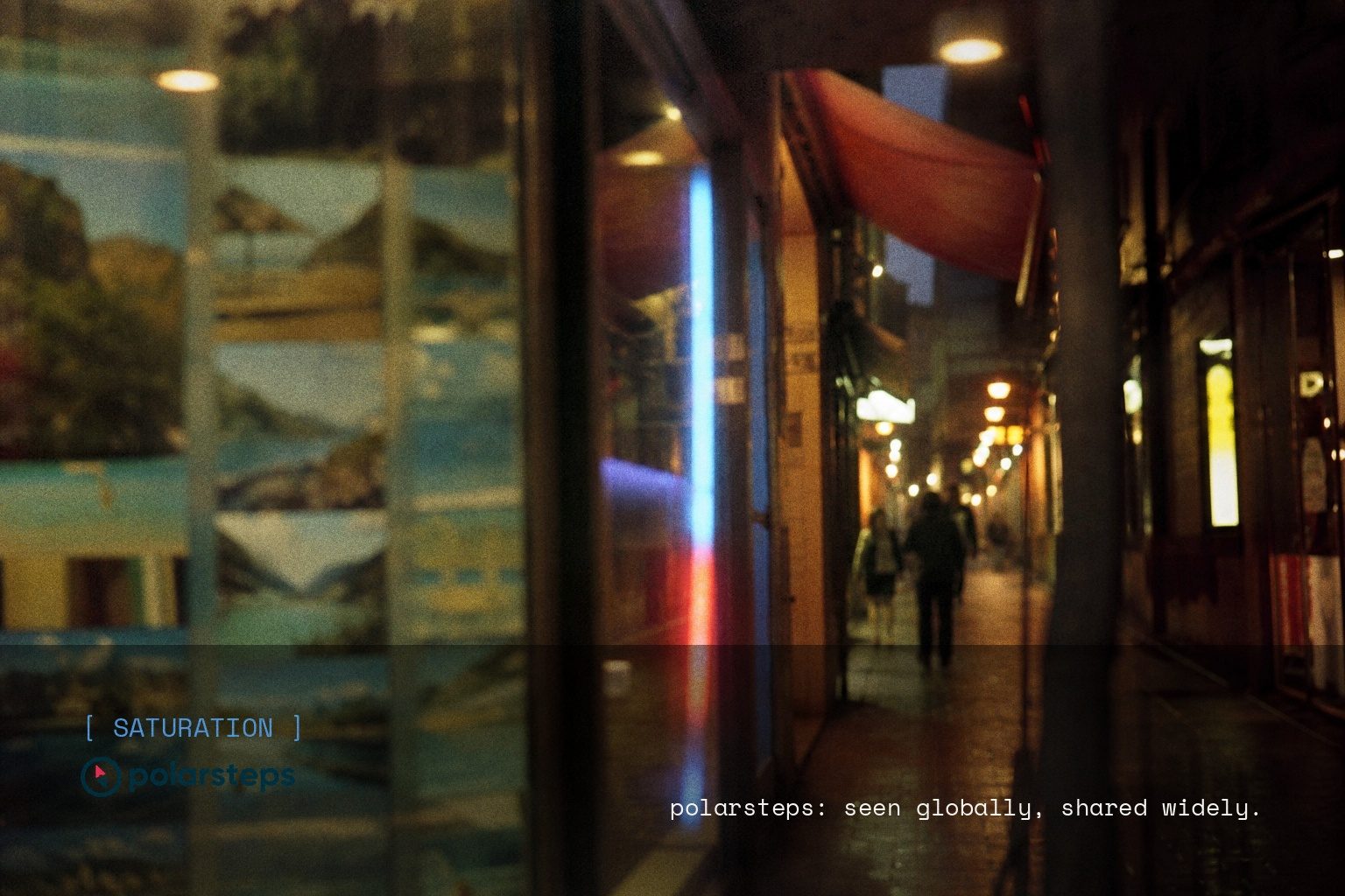 Polarsteps brand campaign image, night scene shot on film