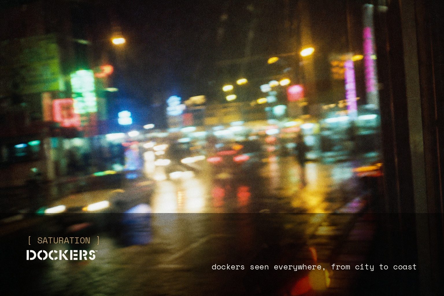 Dockers brand campaign image, night scene shot on film