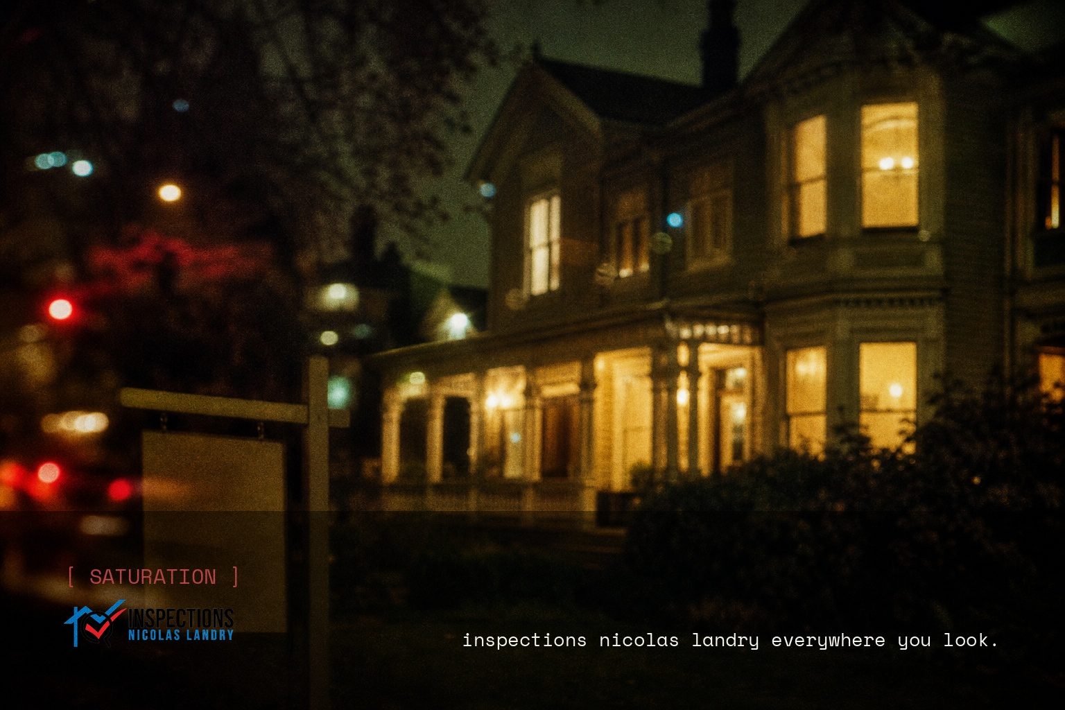 Inspections Nicolas Landry brand campaign image, night scene shot on film