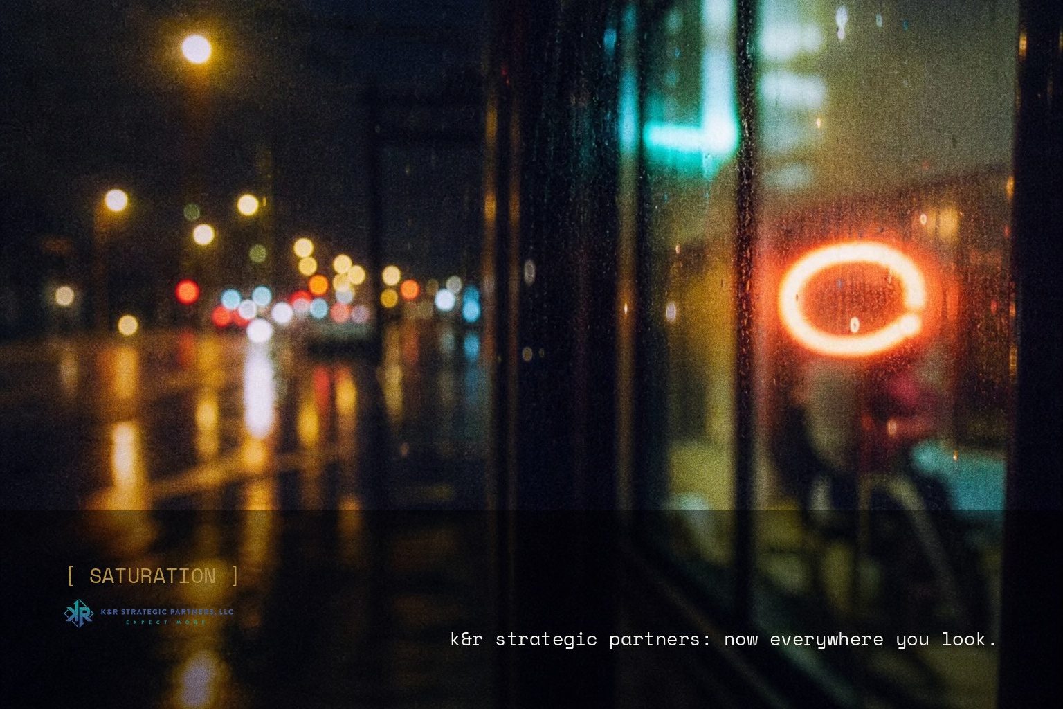 K&R Strategic Partners brand campaign image, night scene shot on film