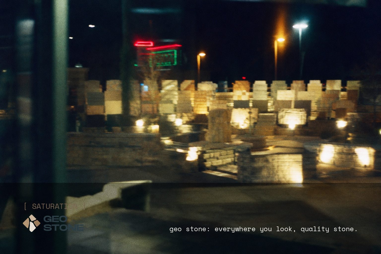 Geo Stone brand campaign image, night scene shot on film