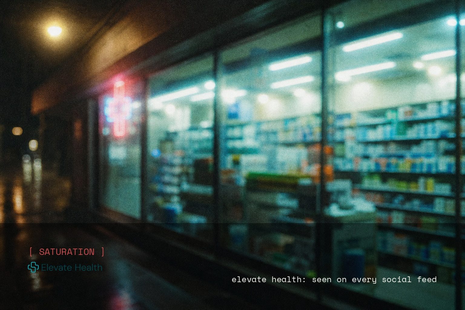 CFC & Elevate Health brand campaign image, night scene shot on film