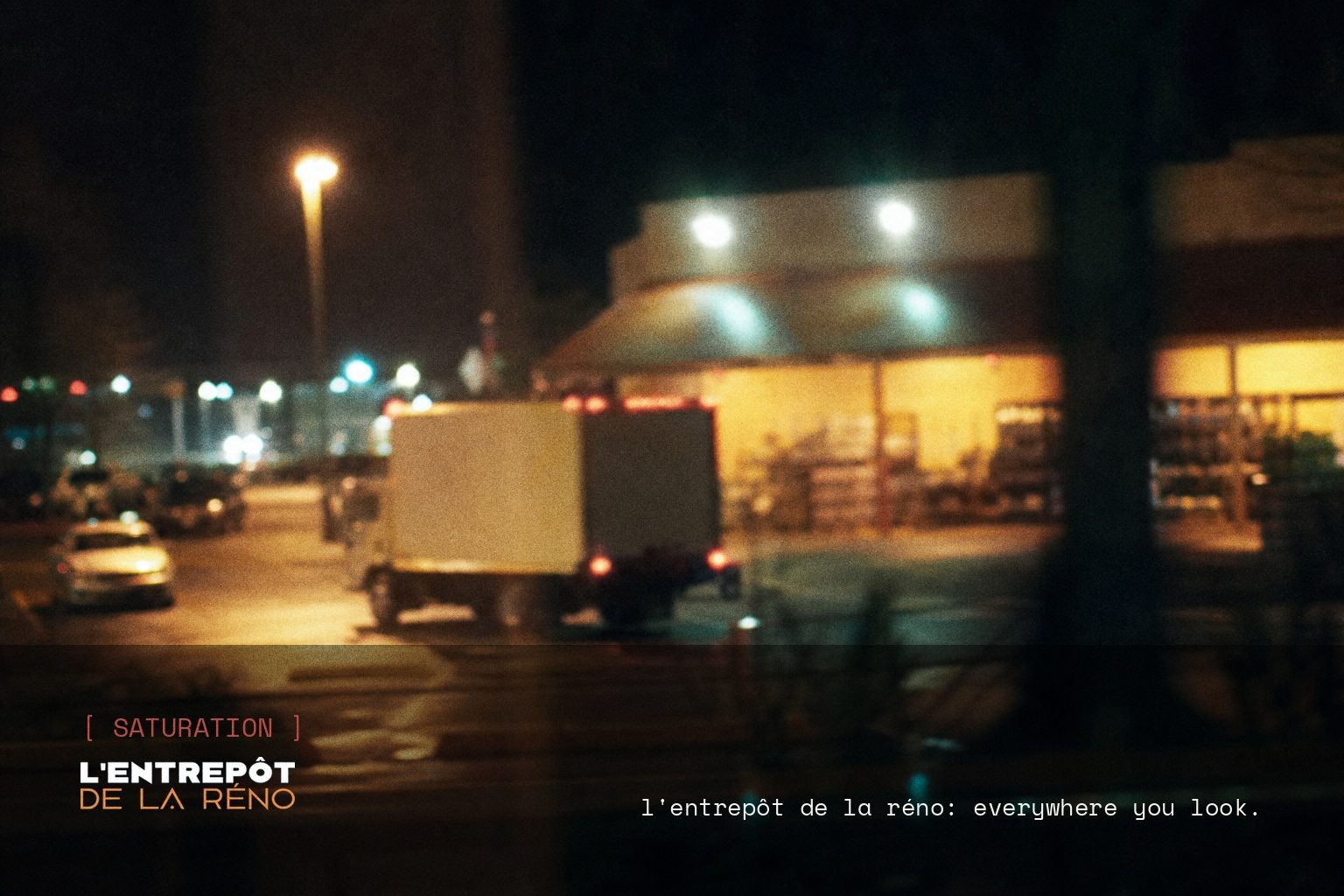 L'Entrepôt de la Réno brand campaign image, night scene shot on film