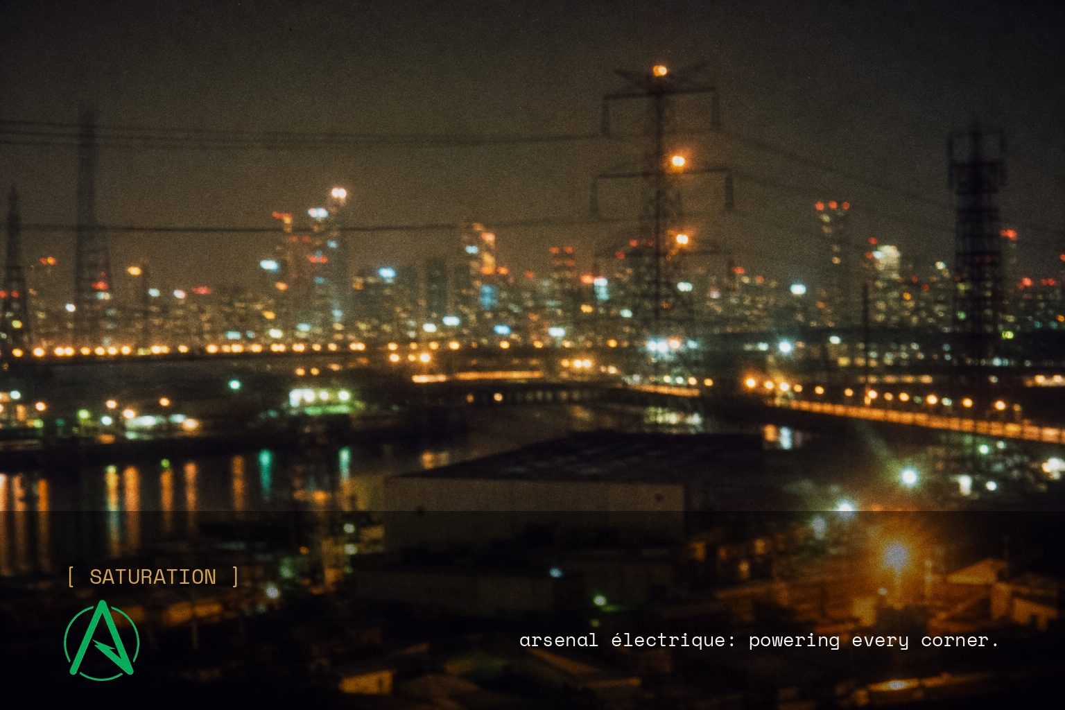 Arsenal Électrique brand campaign image, night scene shot on film