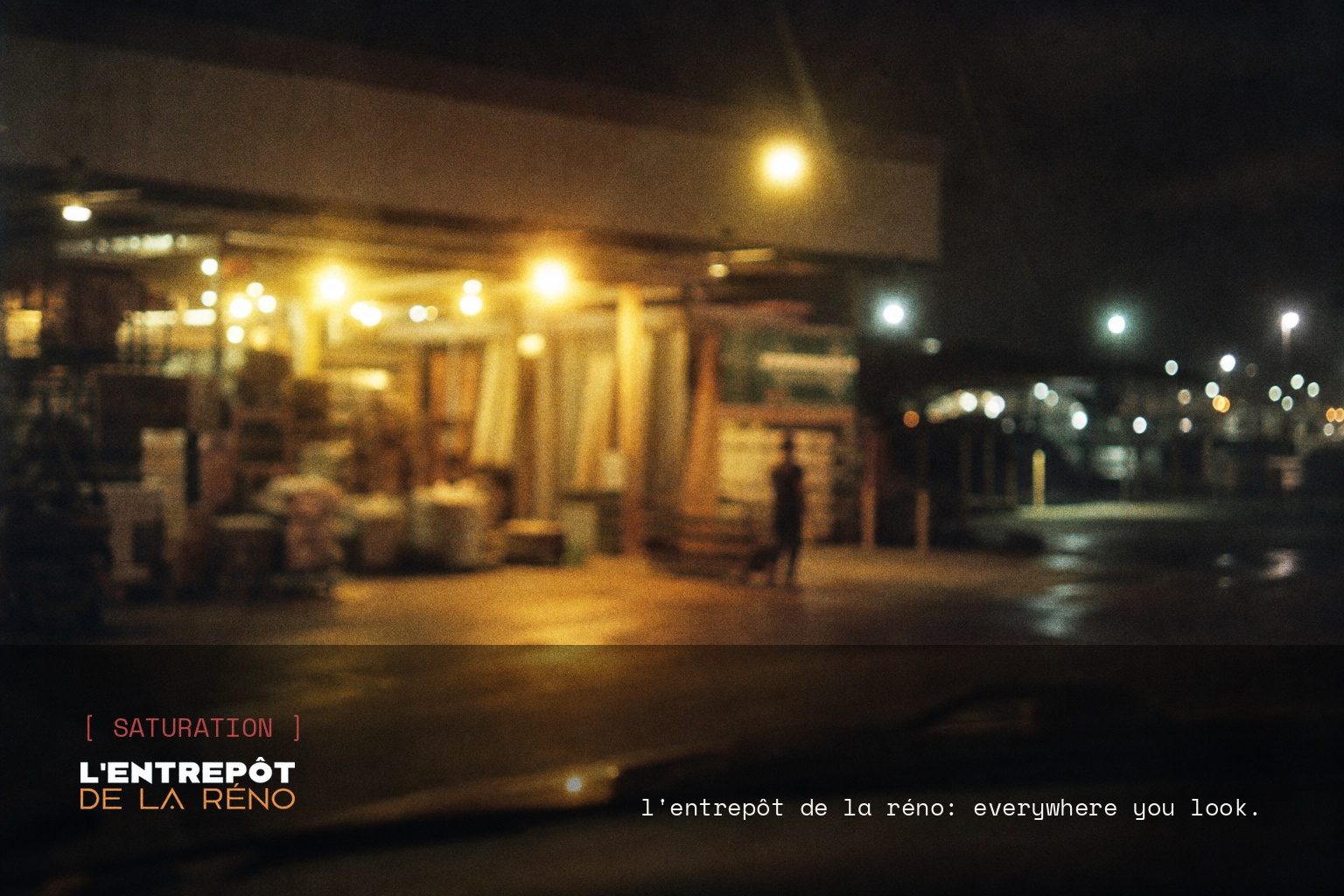 L'Entrepôt de la Réno brand campaign image, night scene shot on film