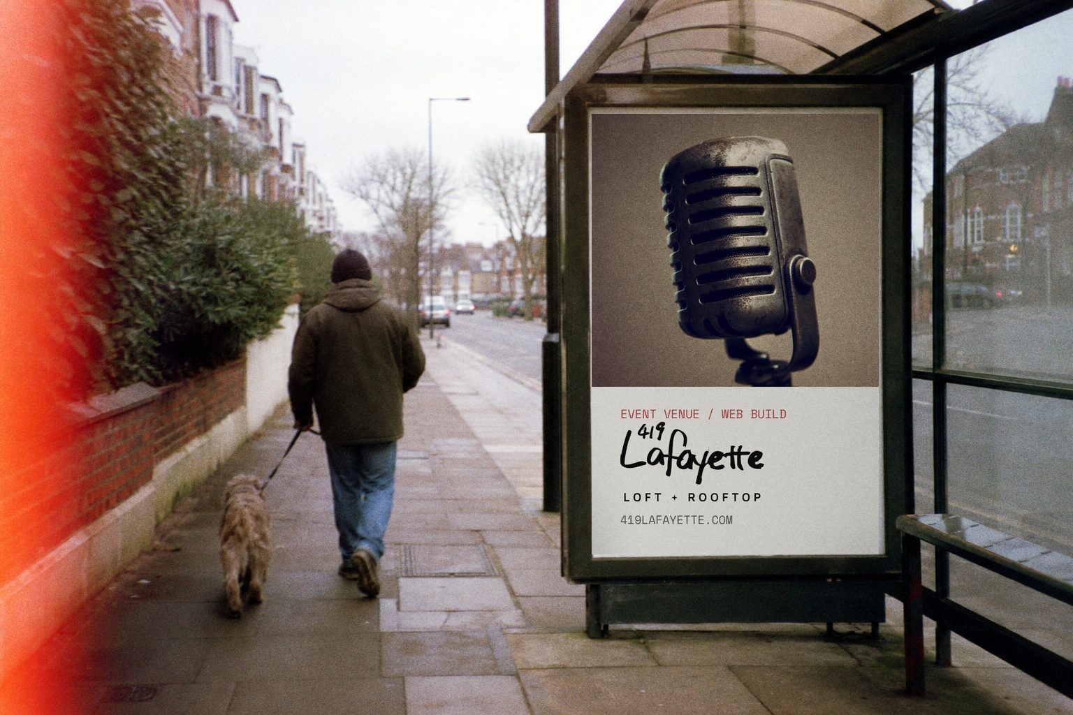 419 Lafayette campaign poster in a bus shelter
