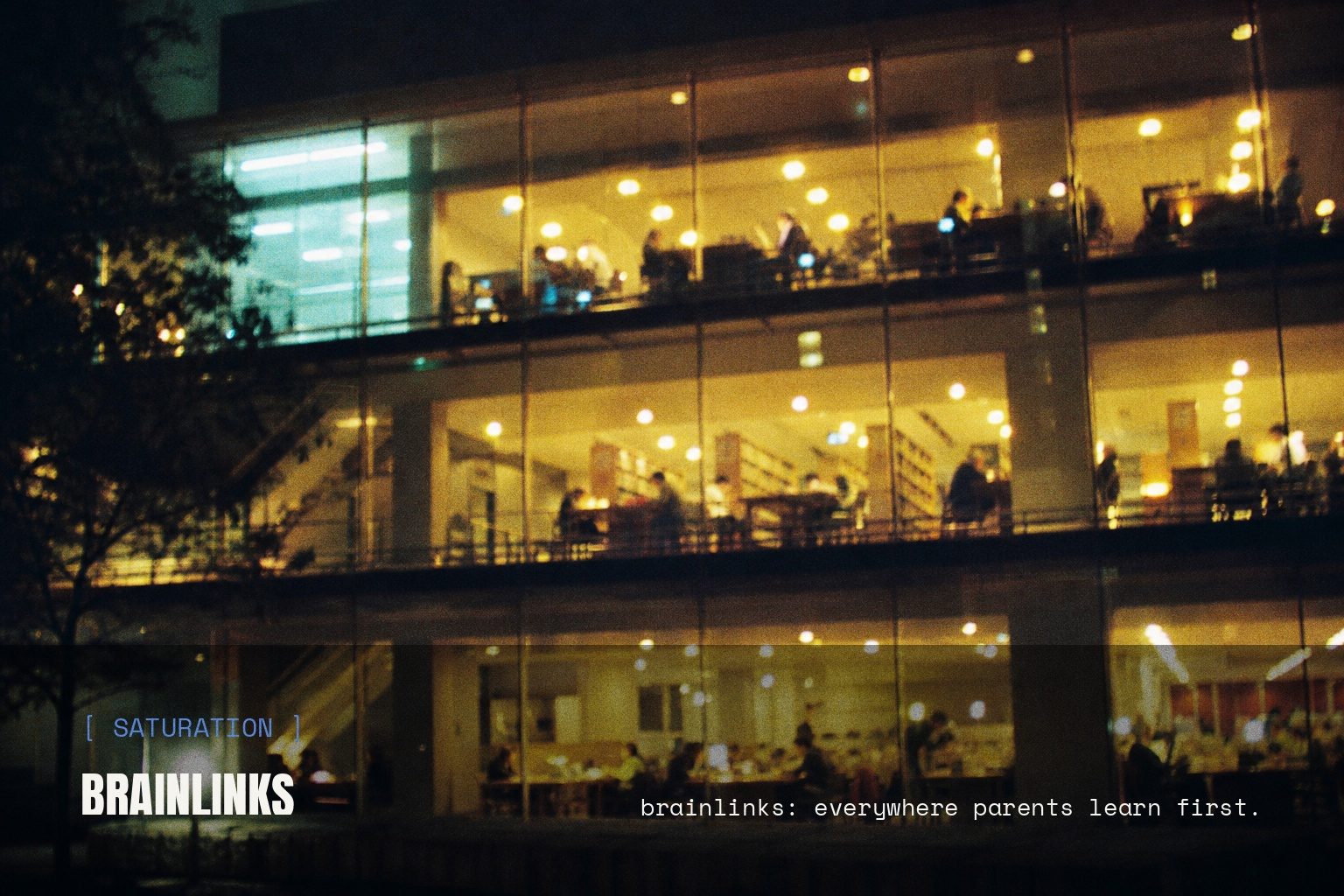 BrainLinks campaign art in a night street scene