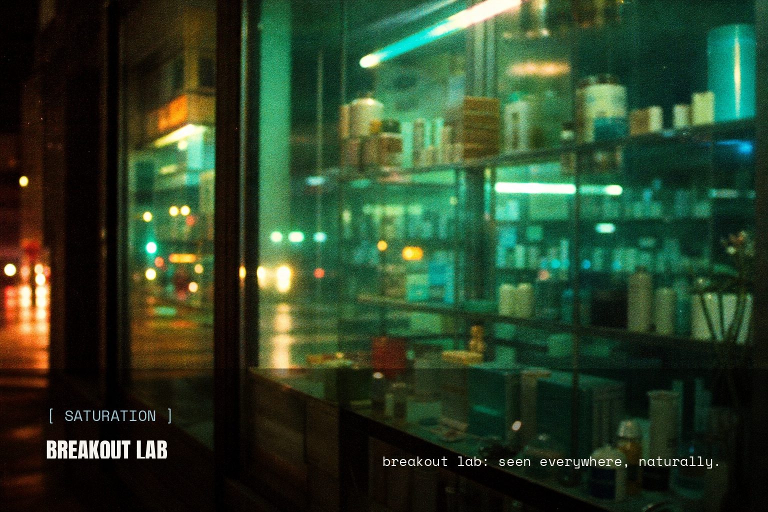Breakout Lab campaign artwork on a blurred night street