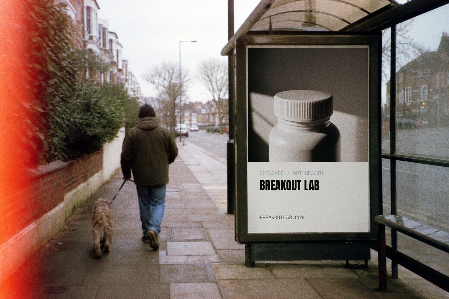 Breakout Lab campaign poster in a bus shelter