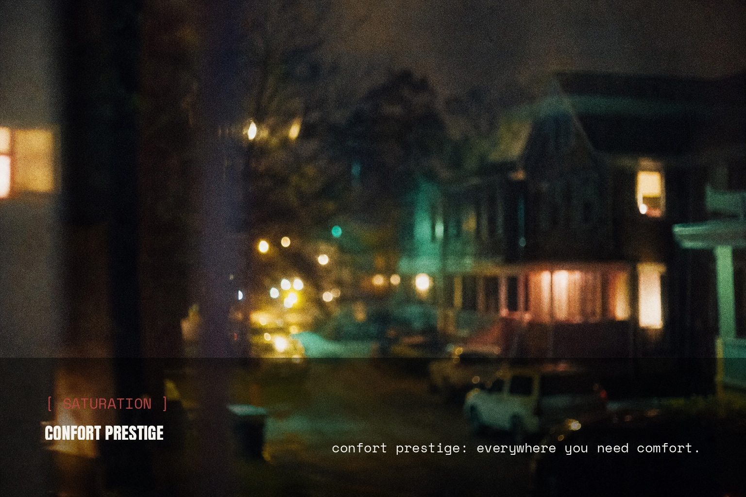 Confort Prestige campaign artwork at night