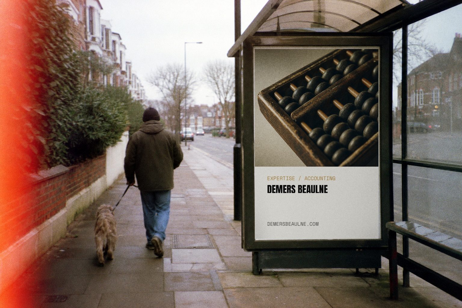 Demers Beaulne campaign poster in a bus shelter