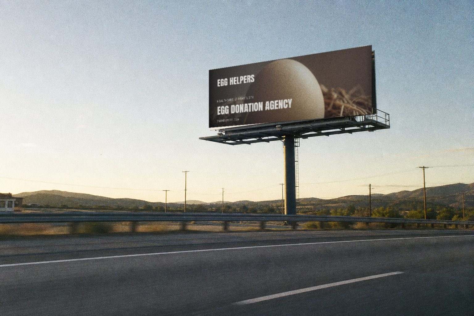 Egg Helpers highway billboard