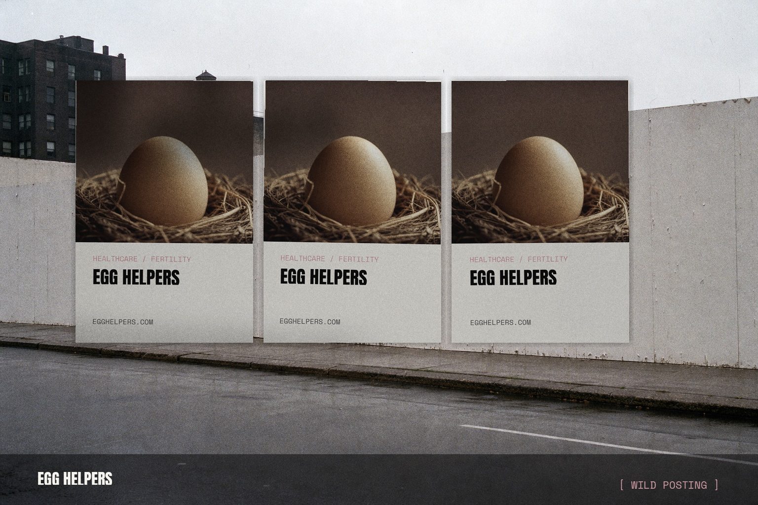 Egg Helpers posters wild-posted on a city wall