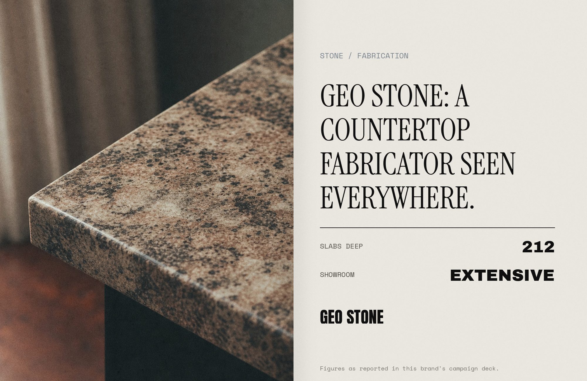 Geo Stone campaign render — press spread
